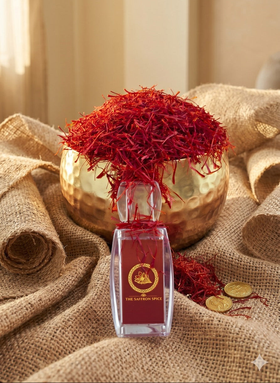Premium Super Negin Kashmir saffron in glass bottle by The Saffron Spice